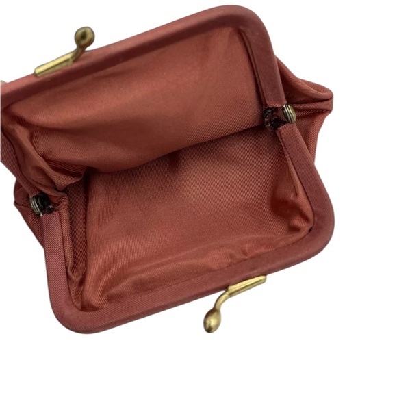 Vintage Tapestry Handbag Double Black Satin Handles Attached Satin Change Purse - Picture 6 of 11